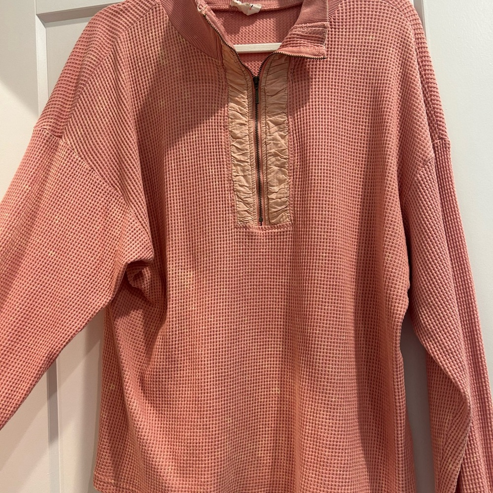 BiBi Coral Waffle Knit Half-Zip